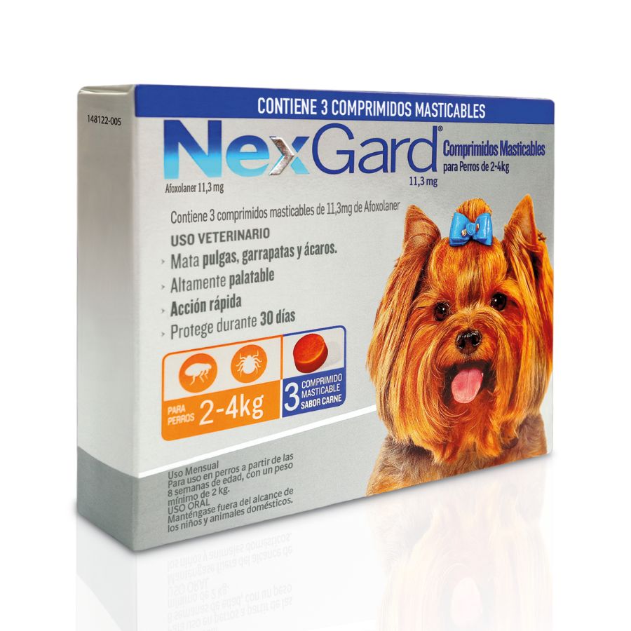 Desparasitante Nexgard caja de 3 comp para perros de 2 a 4 KG